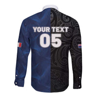 France And New Zealand Rugby Custom Long Sleeve Button Shirt Les Bleus Rooster With Maori Tiki - Polynesian Pride