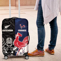 France And New Zealand Rugby Luggage Cover Les Bleus Rooster With Maori Tiki - Polynesian Pride