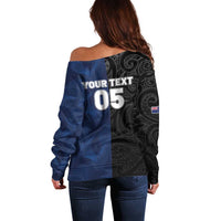 France And New Zealand Rugby Custom Off Shoulder Sweater Les Bleus Rooster With Maori Tiki - Polynesian Pride