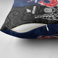 France And New Zealand Rugby Pillow Cover Les Bleus Rooster With Maori Tiki - Polynesian Pride