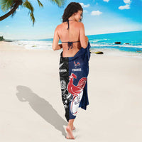France And New Zealand Rugby Sarong Les Bleus Rooster With Maori Tiki - Polynesian Pride