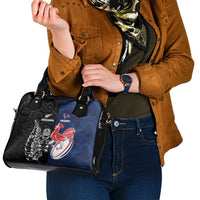 France And New Zealand Rugby Shoulder Handbag Les Bleus Rooster With Maori Tiki - Polynesian Pride