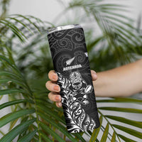 France And New Zealand Rugby Custom Skinny Tumbler Les Bleus Rooster With Maori Tiki - Polynesian Pride