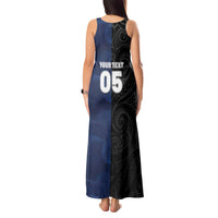 France And New Zealand Rugby Custom Tank Maxi Dress Les Bleus Rooster With Maori Tiki - Polynesian Pride