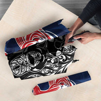 France And New Zealand Rugby Umbrella Les Bleus Rooster With Maori Tiki - Polynesian Pride