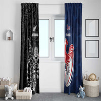 France And New Zealand Rugby Window Curtain Les Bleus Rooster With Maori Tiki - Polynesian Pride