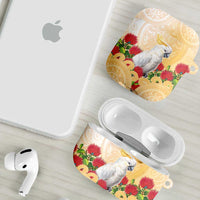 New Zealand Aotearoa Cockatoo AirPods Case Maori Pattern With Pohutukawa Flowers