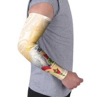 New Zealand Aotearoa Cockatoo Arm Sleeves Maori Pattern With Pohutukawa Flowers LT05 - Polynesian Pride