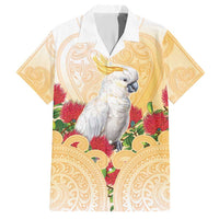 New Zealand Aotearoa Cockatoo Hawaiian Shirt Maori Pattern With Pohutukawa Flowers