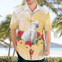 New Zealand Aotearoa Cockatoo Hawaiian Shirt Maori Pattern With Pohutukawa Flowers