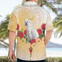 New Zealand Aotearoa Cockatoo Hawaiian Shirt Maori Pattern With Pohutukawa Flowers