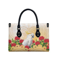 New Zealand Aotearoa Cockatoo Leather Bag Maori Pattern With Pohutukawa Flowers LT05 - Polynesian Pride