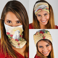 New Zealand Aotearoa Cockatoo Neck Gaiter Maori Pattern With Pohutukawa Flowers LT05 - Polynesian Pride