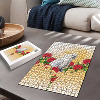 New Zealand Aotearoa Cockatoo Puzzle Maori Pattern With Pohutukawa Flowers LT05 - Polynesian Pride
