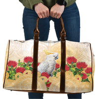 New Zealand Aotearoa Cockatoo Travel Bag Maori Pattern With Pohutukawa Flowers