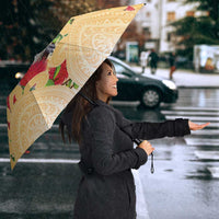 New Zealand Aotearoa Cockatoo Umbrella Maori Pattern With Pohutukawa Flowers LT05 - Polynesian Pride