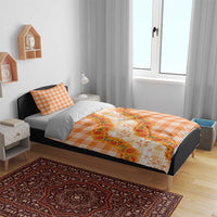 Orange Hawaii Palaka Bedding Set Hawaiian Ilima Lei LT05 - Polynesian Pride
