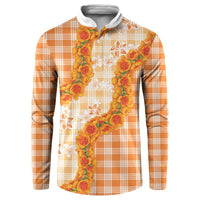 Orange Hawaii Palaka Button Sweatshirt Hawaiian Ilima Lei LT05 Orange - Polynesian Pride