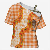 Orange Hawaii Palaka Cross Shoulder Shirt Hawaiian Ilima Lei LT05 Female Orange - Polynesian Pride