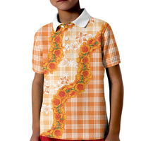 Orange Hawaii Palaka Kid Polo Shirt Hawaiian Ilima Lei LT05 Kid Orange - Polynesian Pride