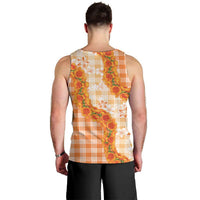 Orange Hawaii Palaka Men Tank Top Hawaiian Ilima Lei LT05 - Polynesian Pride