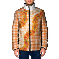 Orange Hawaii Palaka Padded Jacket Hawaiian Ilima Lei LT05 Men Orange - Polynesian Pride