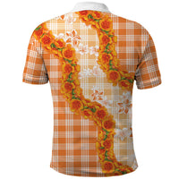 Orange Hawaii Palaka Polo Shirt Hawaiian Ilima Lei LT05 - Polynesian Pride