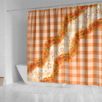 Orange Hawaii Palaka Shower Curtain Hawaiian Ilima Lei LT05 - Polynesian Pride