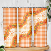 Orange Hawaii Palaka Skinny Tumbler Hawaiian Ilima Lei LT05 - Polynesian Pride