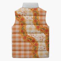 Orange Hawaii Palaka Sleeveless Puffer Jacket Hawaiian Ilima Lei LT05 - Polynesian Pride