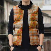 Orange Hawaii Palaka Sleeveless Puffer Jacket Hawaiian Ilima Lei LT05 - Polynesian Pride