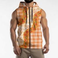 Orange Hawaii Palaka Sleeveless Zip Hoodie Hawaiian Ilima Lei LT05 - Polynesian Pride