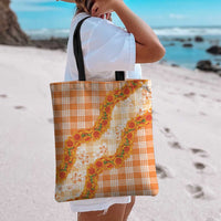 Orange Hawaii Palaka Tote Bag Hawaiian Ilima Lei LT05 - Polynesian Pride