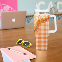 Orange Hawaii Palaka Tumbler With Handle Hawaiian Ilima Lei LT05 - Polynesian Pride