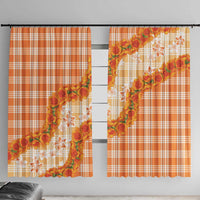 Orange Hawaii Palaka Window Curtain Hawaiian Ilima Lei LT05 With Hooks Orange - Polynesian Pride