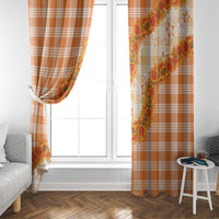 Orange Hawaii Palaka Window Curtain Hawaiian Ilima Lei LT05 - Polynesian Pride