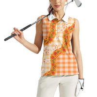 Orange Hawaii Palaka Women Sleeveless Polo Shirt Hawaiian Ilima Lei LT05 - Polynesian Pride