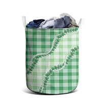 Green Hawaii Palaka Laundry Basket Hawaiian Pikake Lei LT05 - Polynesian Pride