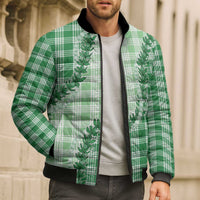Green Hawaii Palaka Bomber Puffer Jacket Hawaiian Pikake Lei LT05 - Polynesian Pride