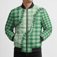 Green Hawaii Palaka Bomber Puffer Jacket Hawaiian Pikake Lei LT05 - Polynesian Pride