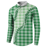 Green Hawaii Palaka Button Sweatshirt Hawaiian Pikake Lei LT05 - Polynesian Pride