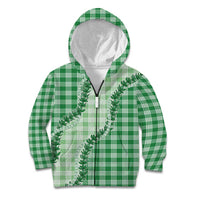 Green Hawaii Palaka Kid Hoodie Hawaiian Pikake Lei LT05 Zip Hoodie Green - Polynesian Pride
