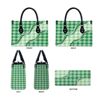 Green Hawaii Palaka Leather Bag Hawaiian Pikake Lei LT05 - Polynesian Pride