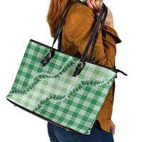 Green Hawaii Palaka Leather Tote Bag Hawaiian Pikake Lei LT05 - Polynesian Pride