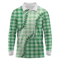 Green Hawaii Palaka Long Sleeve Polo Shirt Hawaiian Pikake Lei LT05 Green - Polynesian Pride