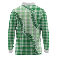 Green Hawaii Palaka Long Sleeve Polo Shirt Hawaiian Pikake Lei LT05 - Polynesian Pride