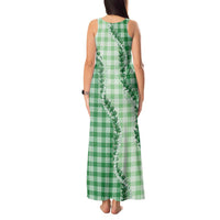 Green Hawaii Palaka Tank Maxi Dress Hawaiian Pikake Lei LT05 - Polynesian Pride