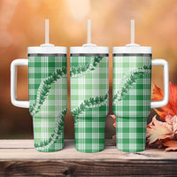 Green Hawaii Palaka Tumbler With Handle Hawaiian Pikake Lei LT05 - Polynesian Pride