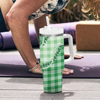 Green Hawaii Palaka Tumbler With Handle Hawaiian Pikake Lei LT05 - Polynesian Pride