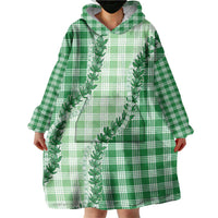 Green Hawaii Palaka Wearable Blanket Hoodie Hawaiian Pikake Lei LT05 - Polynesian Pride